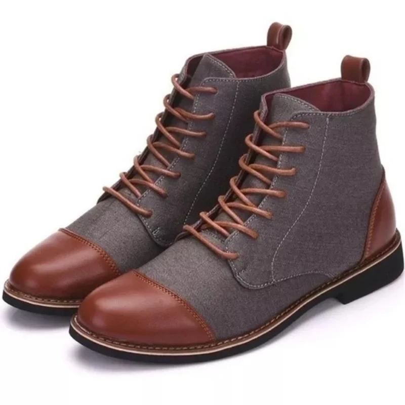 

2021 New Men's Fashion Martin Boots PU Leather Stitching Lace Up Classic Men's Boots Gentleman Personality Hot Men's Shoes KN093