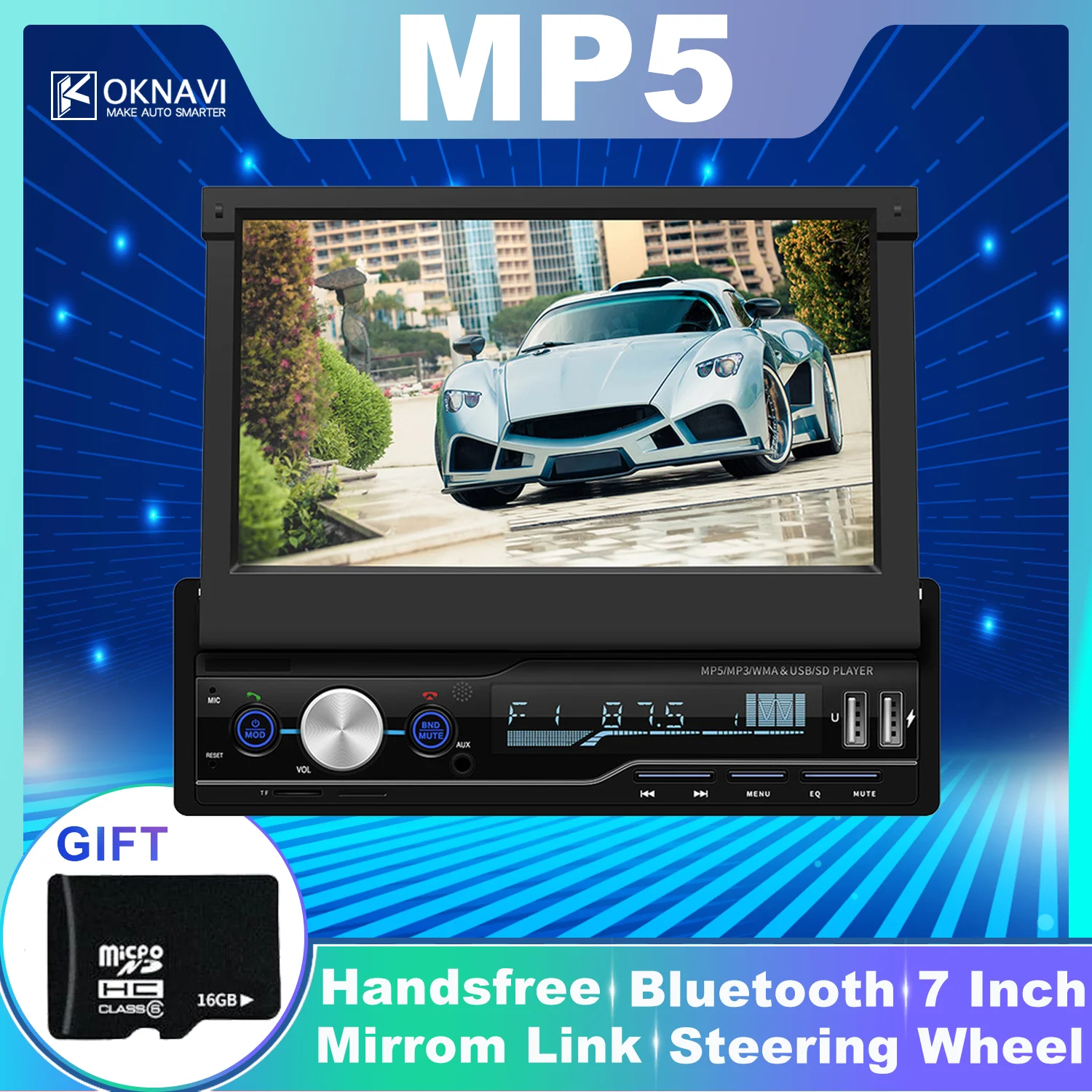 Авторадио Mp5 плеер Автомобильный стерео 1 Din автомагнитола Usb SD Bluetooth Dvd
