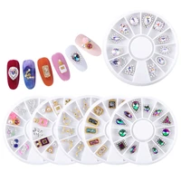 nail art wheel decoration fashion colorful special shaped ab glass designs alloy with crystal rhinestones for nail tips beauty