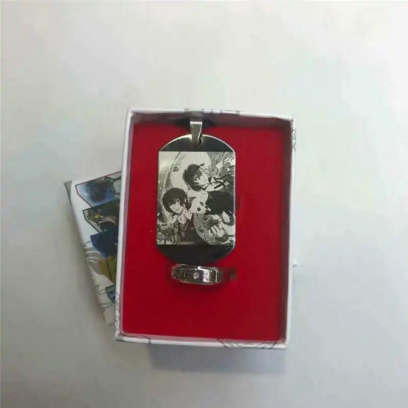 Оптовая продажа Аниме Godzilla периферии ожерелье набор колец нержавеющая сталь