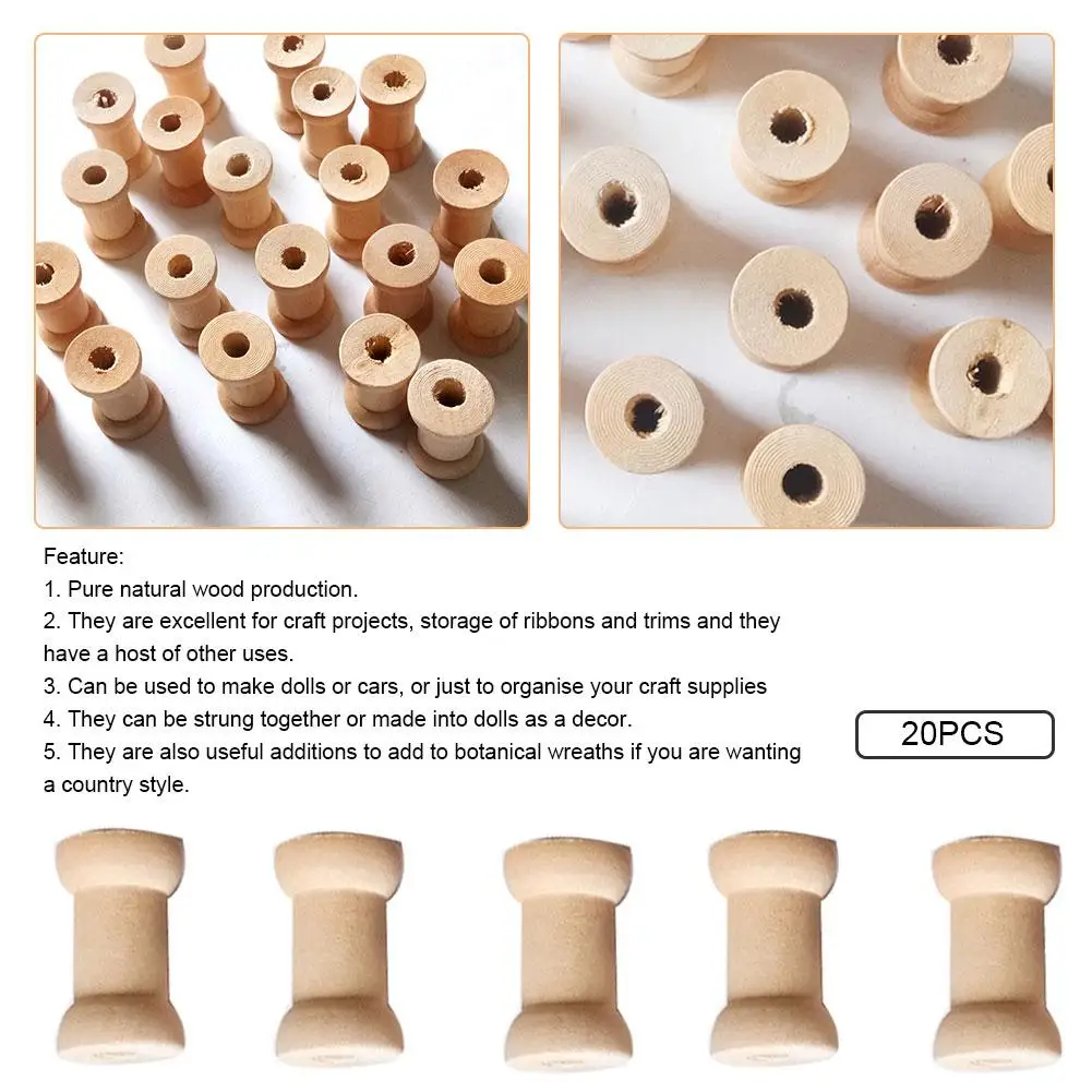 Пустотелые деревянные катушки 20 шт. органайзер для шитья лент шпагата