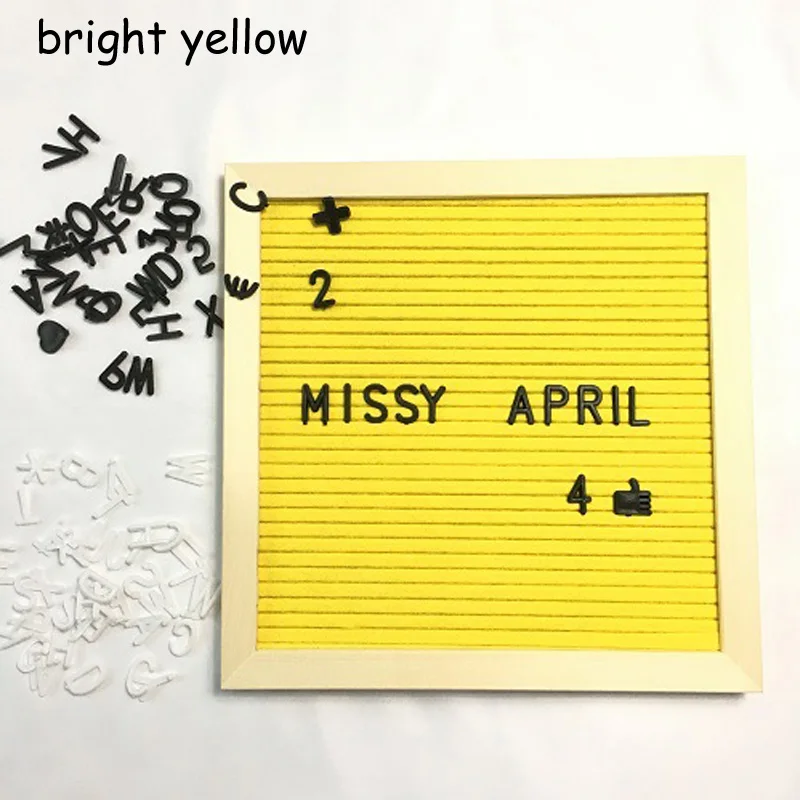 bright yellow Декоративные доски, сменные Символьные цифры, деревянная рамка, офисные персонажи, доски для сообщений, войлочная доска с буквами, домашний декор - Цвет: bright yellow
