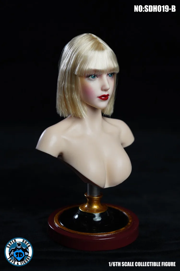 SUPER DUCK SDH019 1/6 short hair Women doll Head Sculpt pink Hair head carving for 12 inch Pale Skin Phicen Female Figures |