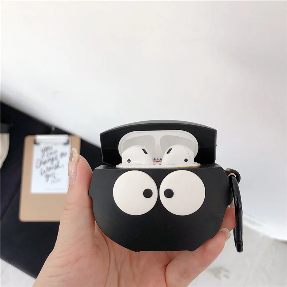 Силиконовый милый 3D чехол для наушников AirPods 1 2 защитный коробка Earpods с ремешком