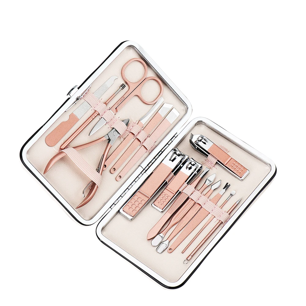 16 шт./компл. инструменты для маникюра из розового золота ухочистка нержавеющей