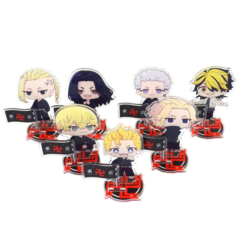 

Hot Anime Tokyo Revengers Cosplay Acrylic Q Version Figure Stand Manjiro Ken Takemichi Hinata Atsushi Model Fans Collection Prop