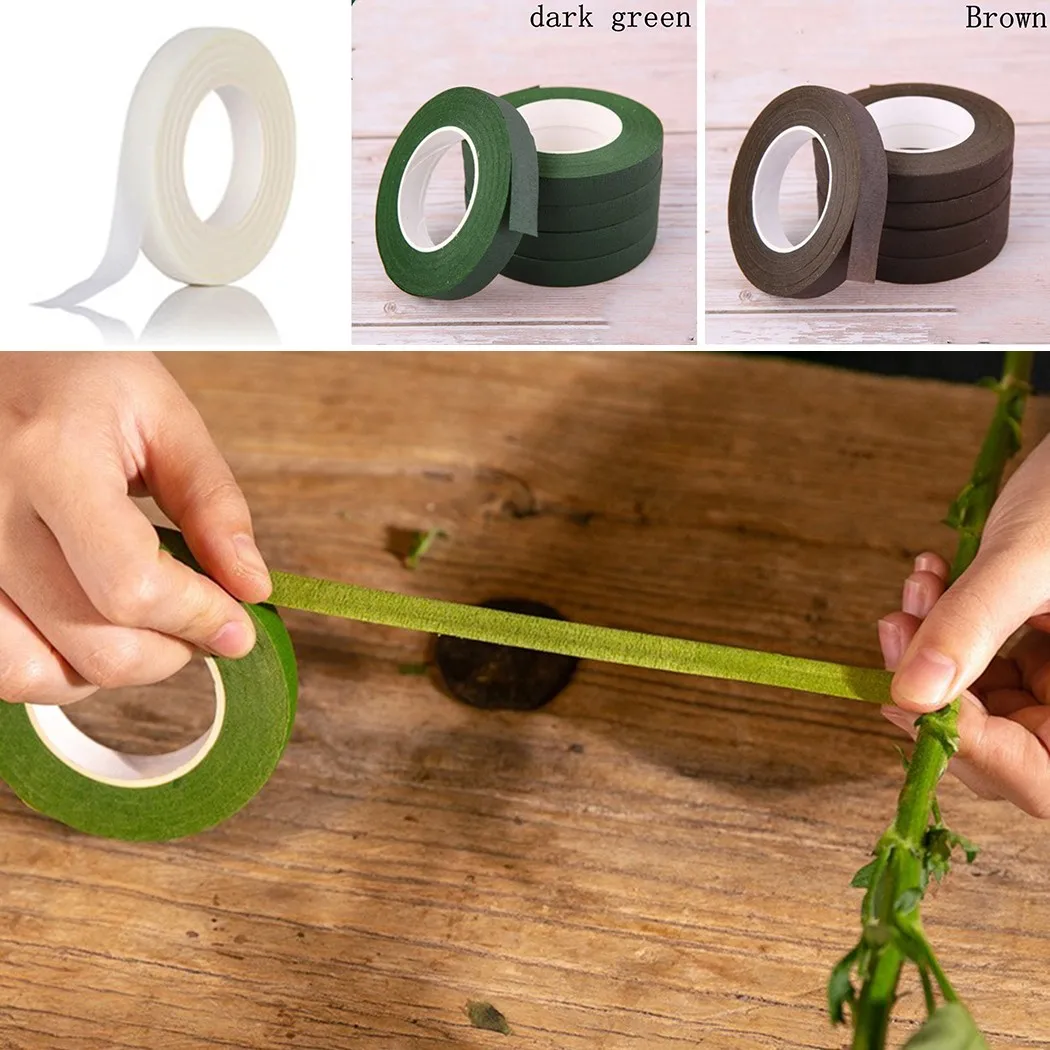 

30 Yard 12mm Floral Stem Tape Corsages Buttonhole Artificial Flower Stamen Wrap Florist Green Tapes Flower Supplies Art DIY