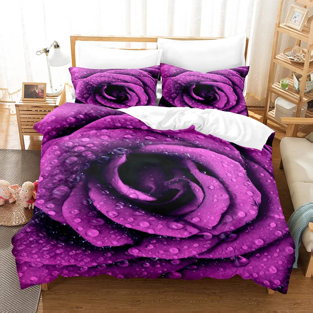 

Beauty Flower Bedding Set Single Twin Full Queen King Size Rose Sunflower Bed Set Children's Kid Bedroom Duvetcover Sets 3D 004