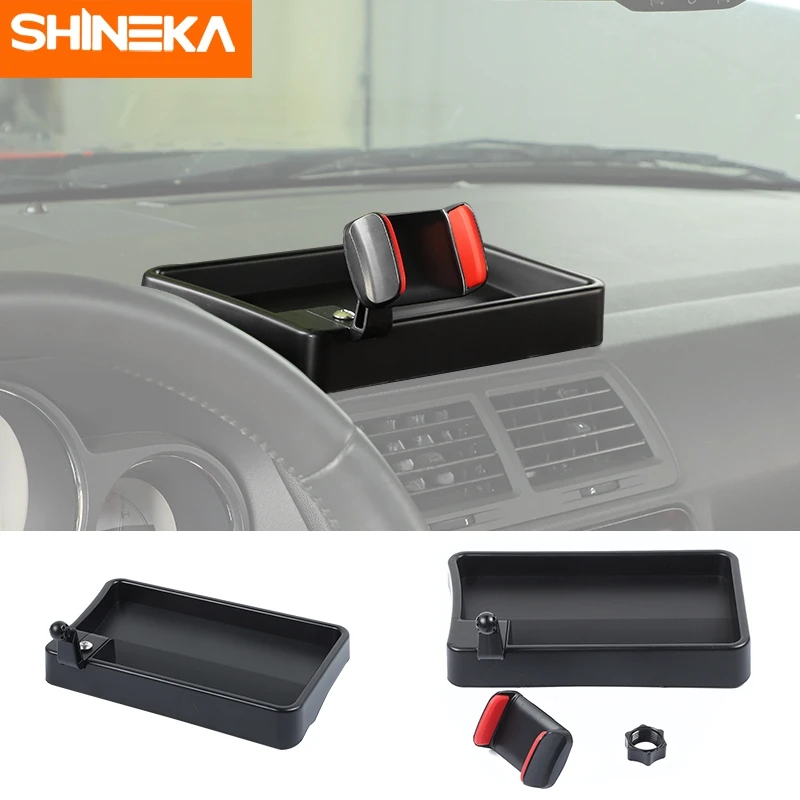 

SHINEKA Car Center Console Phone Holder GPS Mount Bracket Storage Box Tray Organizer Accessories For Dodge Challenger 2009-2014