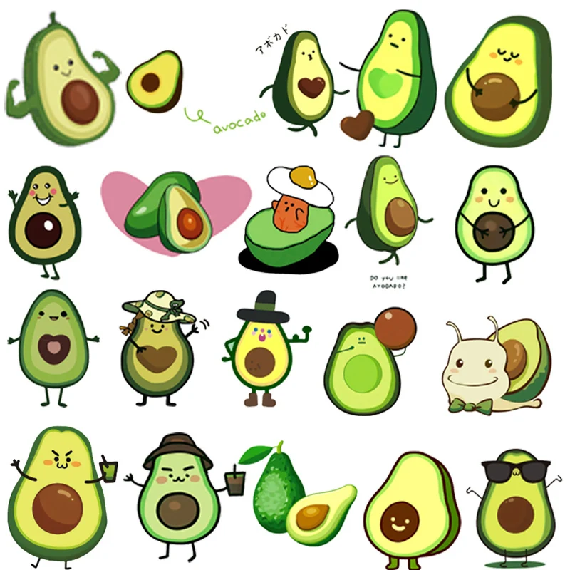 

Cartoon avocado clothing heat transfer baby clothes DIY ironing environmental protection vinyl washable decals On hat bags