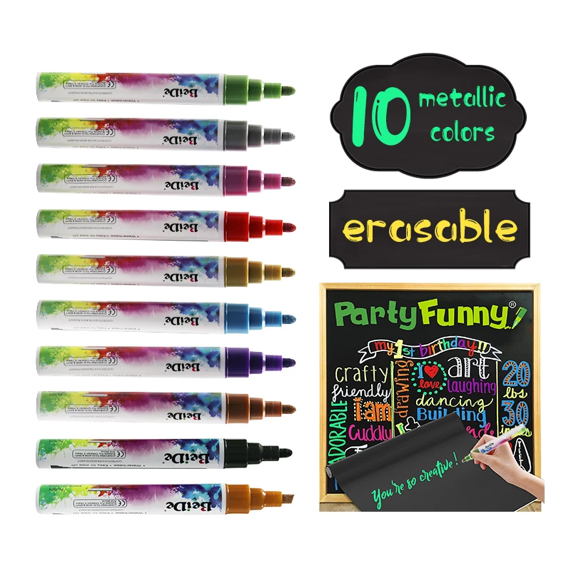 Metallic Marker Pen Water-Based Non-Toxic Wet Erase Colors Liquid Chalk | Канцтовары для офиса и дома