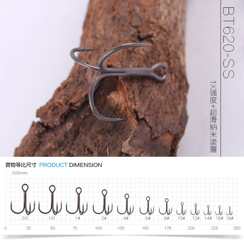 Набедренные тройные Крючки юбки из высокоуглеродистой стали 1/0 2/0 1 2 4 BT-621 1X