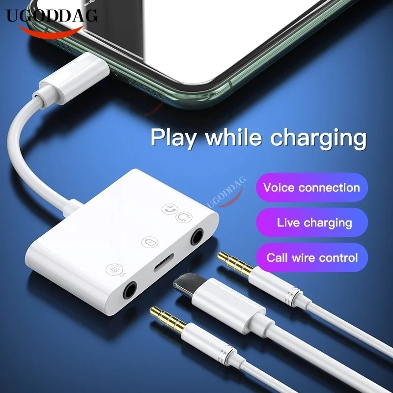 

Адаптер Lightning Type C для Iphone, с поддержкой трансляции в реальном времени, звуковая карта, преобразователь, голосовые вызовы, AUX-зарядка, разветв...