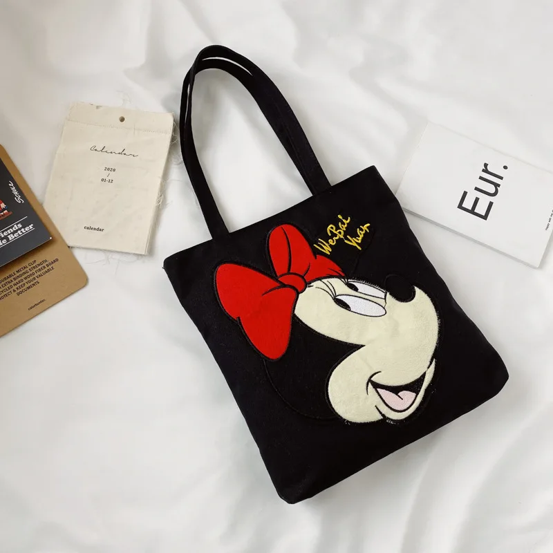 Холщовая женская сумка на одно плечо с изображением Микки и Минни Маус|Плюшевые