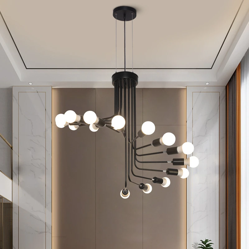値段 アメリカの創造的なスパイラルペンダントライトレトロ鉄E27シャンデリア16 26ヘッド階段ヴィラホーム装飾ペンダントランプ