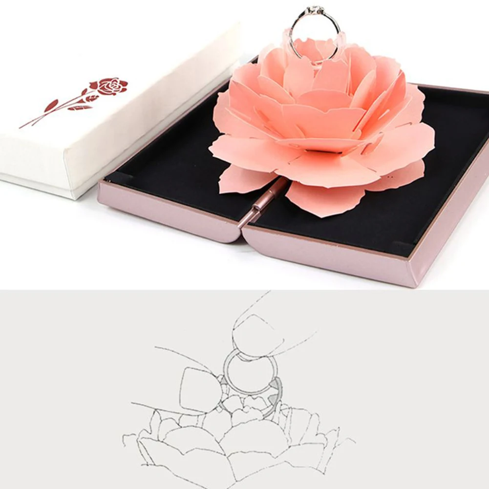 3D винтажные вращающиеся обручальные кольца коробка обручальное кольцо Роза