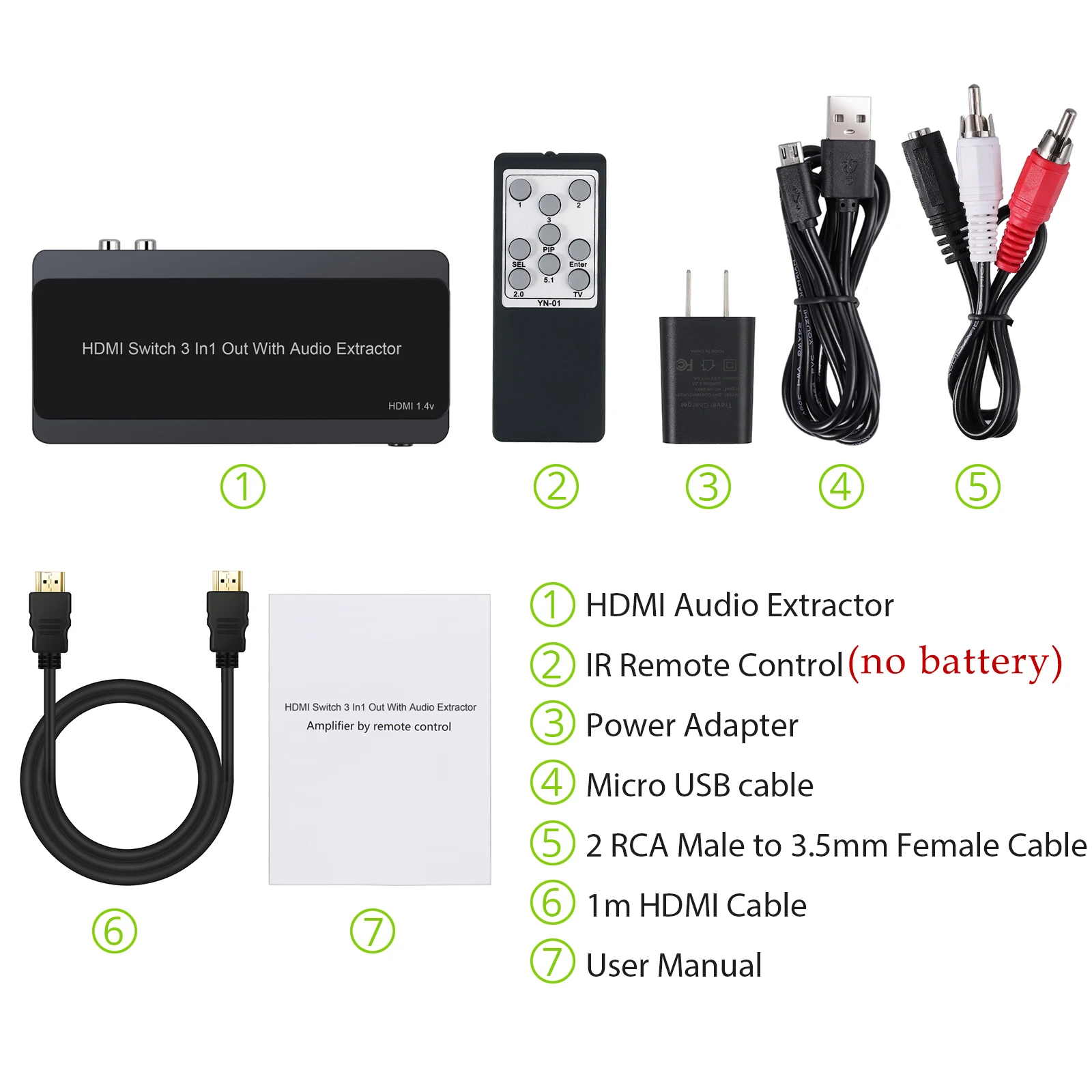 Prozor HDMI-совместимый аудио экстрактор конвертер 3 входа в аналоговый оптический