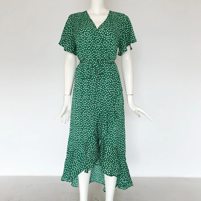 Женское пляжное платье с цветочным принтом Sukienka Boho длинное макси оборками