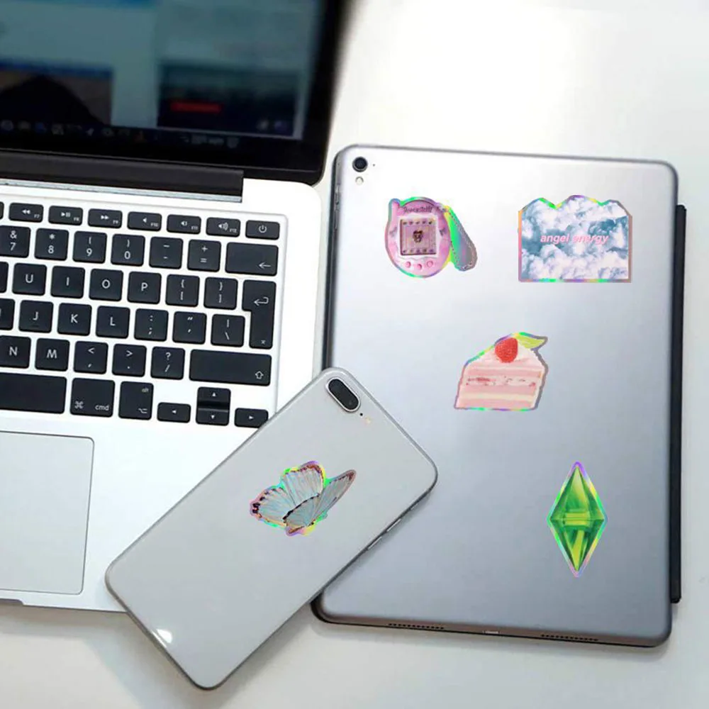 103050pcs holographic laser harajuku graffiti stickers aesthetic cartoon decal waterproof phone laptop car sticker kids toy free global shipping