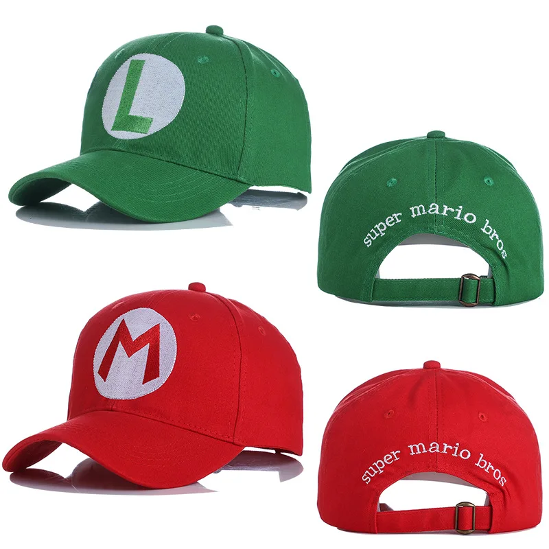 

Super Mario Fashion Baseball Cap Embroidery Logo Visor Mario Brothers Cartoon Anime Game Character Cap Cosplay Hat Kids Gifts