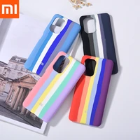 xiaomi redmi k40 pro silky rainbow phone case soft touch liquid silicone cover full protect shell for mi poco f3 k40 pro logo