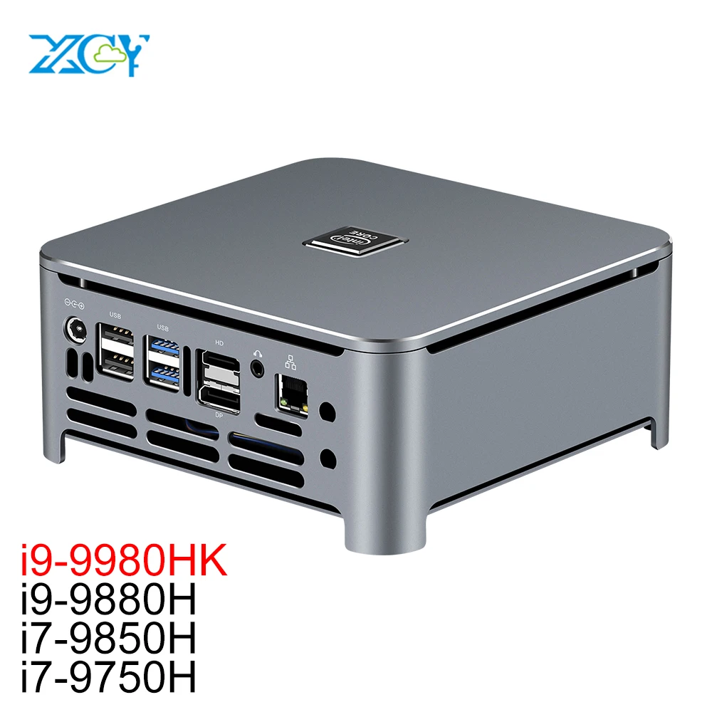 Мини компьютер XCY Intel Core i9 9880H 9980HK i7 процессор DDR4 RAM Win 10 Linux Gaming 4K UHD HTPC DP Minipc