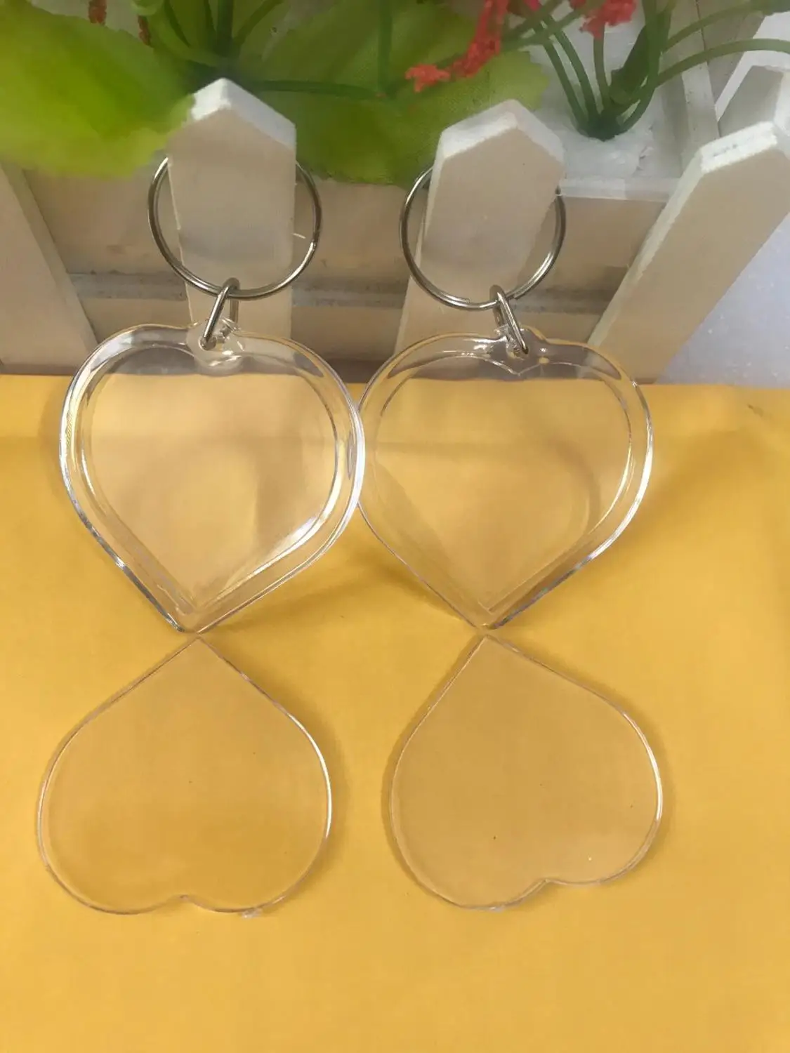 1 шт в форме сердца пустые акриловые брелки вставные фото пластиковые DIY Сплит