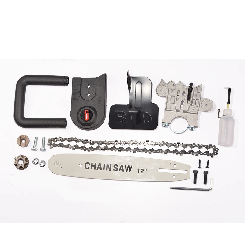 

11.5/12 Inch Chainsaw Bracket Changed 100 125 150 Electric Angle Grinder M10/M14/M16 Into Chain Saw Woodworking Power Tool Set