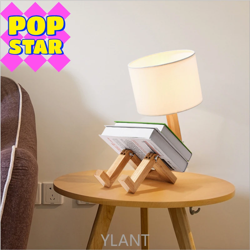 

CN Plug 220V Creative Nordic Bedroom Bedside Desktop Read Light Wooden Desk Lamp Storage Decoration for Home LED Wood Table Lamp