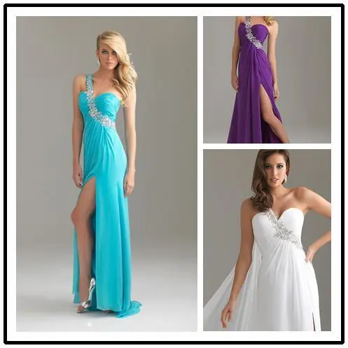 

free shipping 2015 new vestido de festa Hot Stock Long Chiffon One Shoulder Paillette Prom Gown Ball Party beading Evening Dress