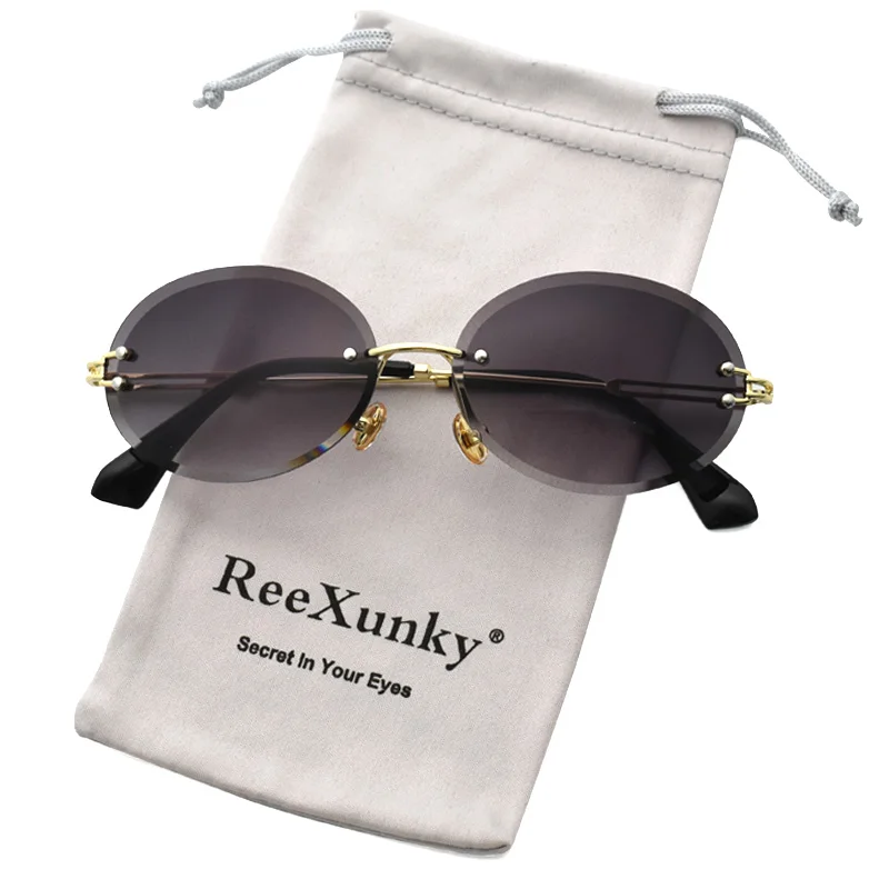 Овальные Солнцезащитные очки без оправы женские модные Элегантные градиентные