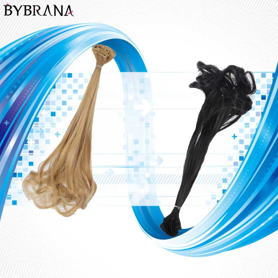 

Bybrana BJD SD 30cm Doll Hair Black Blown Khaki DIY Wigs Handmade Long Curly Doll Wigs Tress Doll Accessories