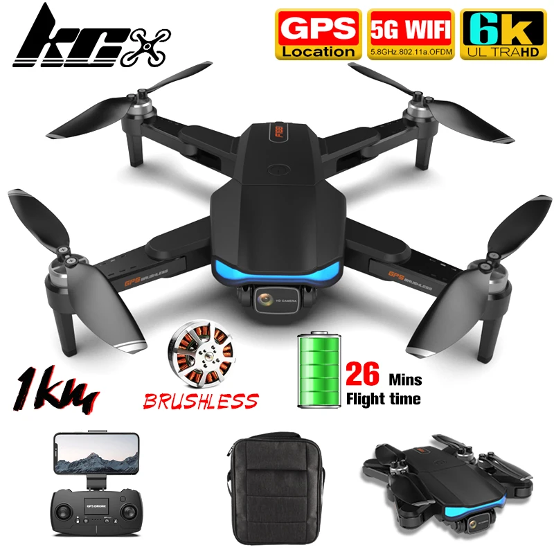 

KCX F188 Camera Drone 6K GPS 5G WiFi FPV Brushless Professional Foldable 1KM Long Distance RC Dron Quadcopter PK SG906 SG108