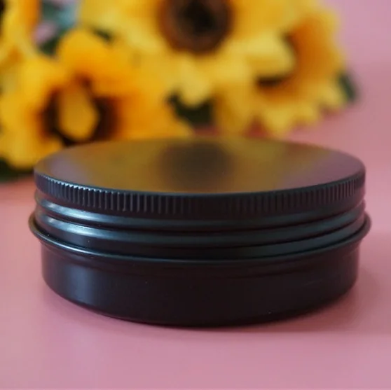 

60g Black Round Aluminum Box Portable Metal Tin Cans Containers 60ml Empty Cosmetic Cream DIY Refillable Jar Tea Aluminum Pot