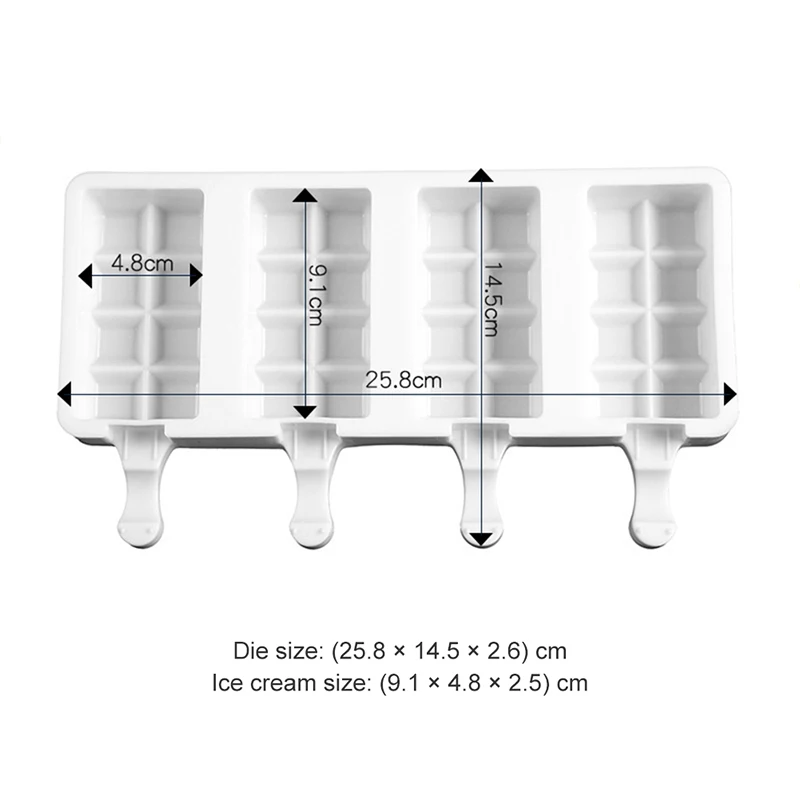 

4 Cell Ice Cream Molds Silicone Popsicle Mold Freeze Cake Dessert Mousse Maker DIY Cube Tray for Popsicle Cakesicle
