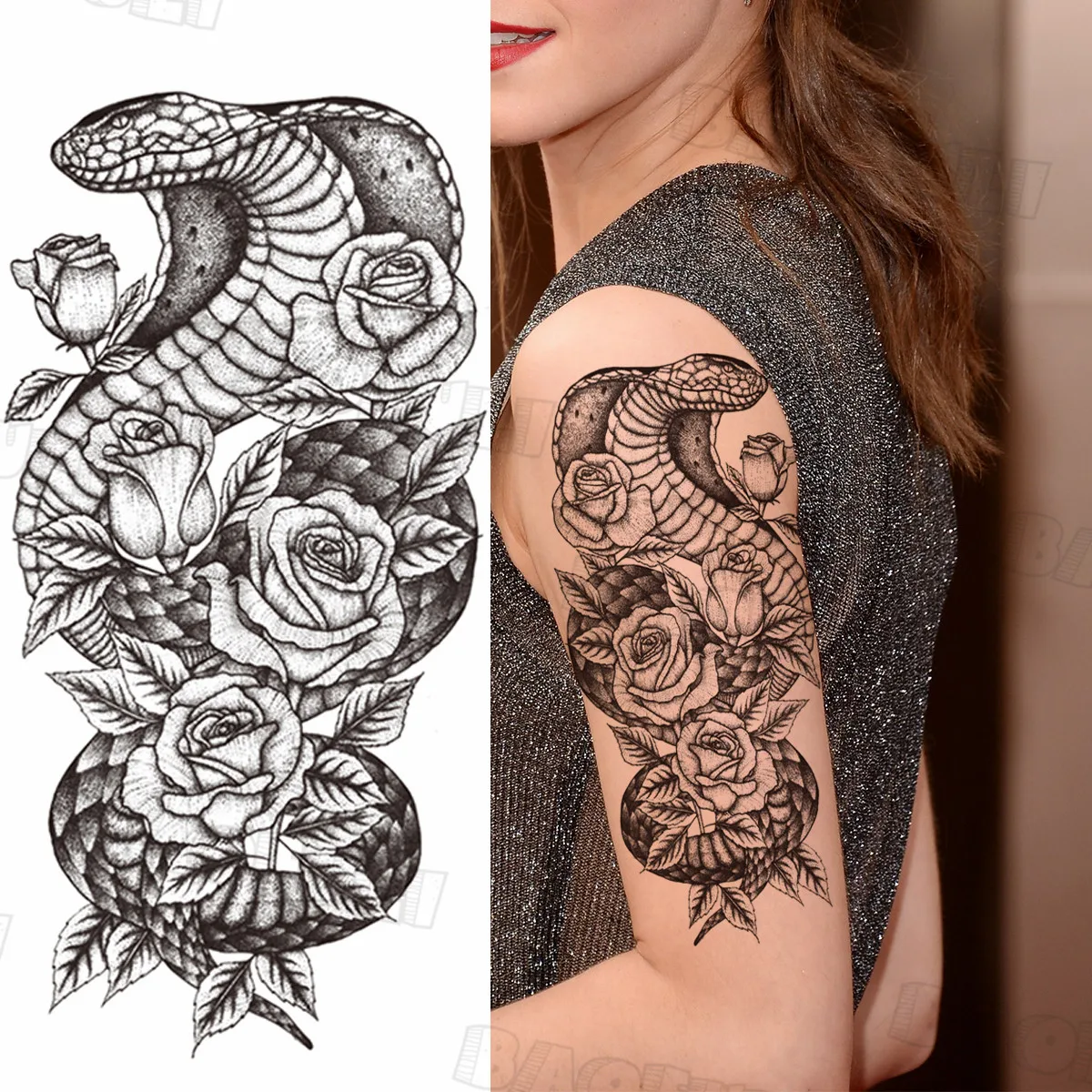 Временные татуировки 3D акварельные тигровые розы для женщин геометрические