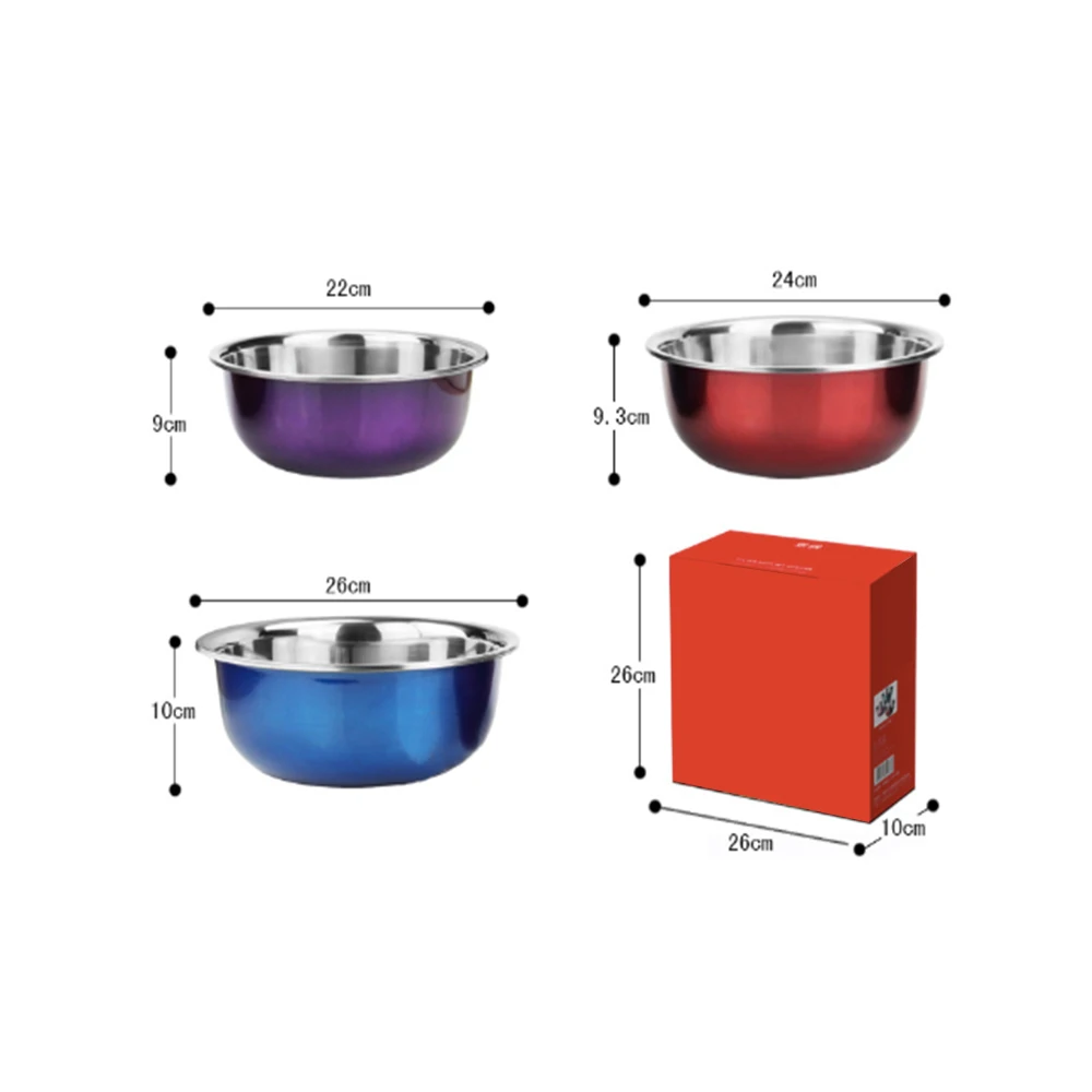 3 шт красочные нержавеющей стали смешивания салат бассейна выпечки миксер Cookingware