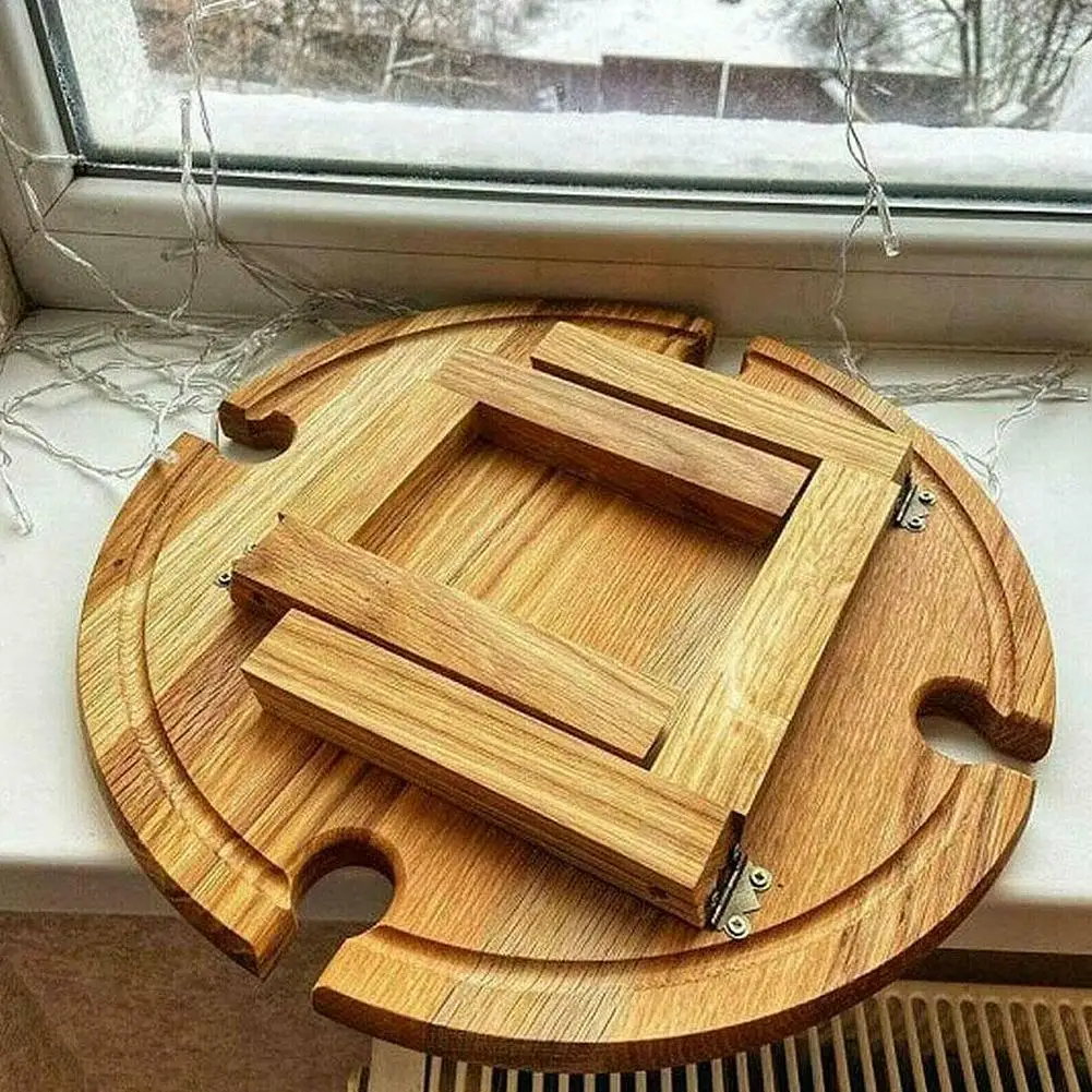 

30X16cm Original Wooden Outdoor Tables Folding Picnic-table With Glass Holder 2In1 Wine Glass Rack Outdoor Wine Table Wood Table