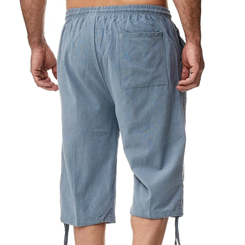 

Men's Pants Cotton Linen Solid Casual Pants for Men Clothing Summer Elastic Waist Straight Streetwear Ropa hombre Casual Pants
