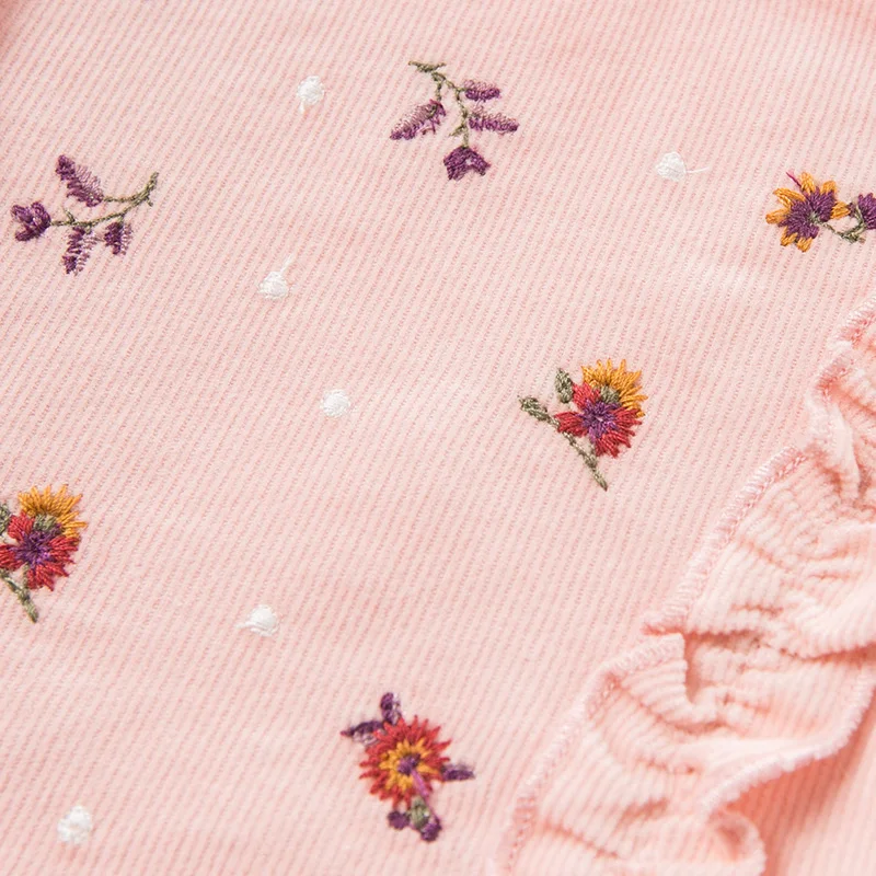 Детская футболка с рюшами длинным рукавом и цветочным принтом для девочек