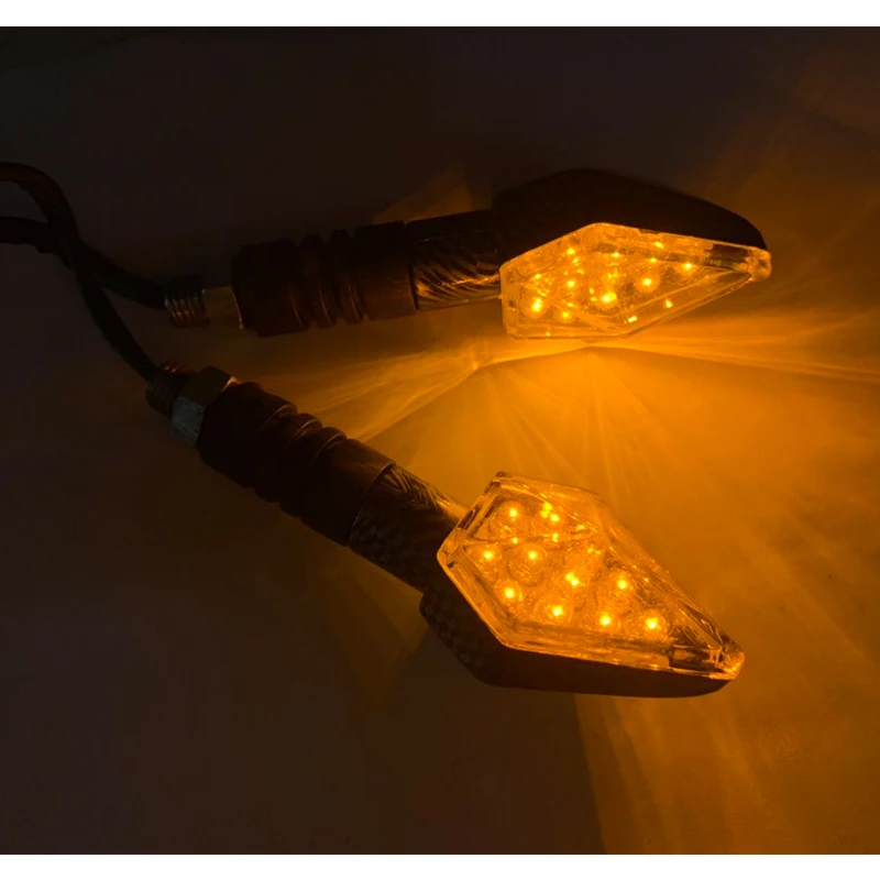 

2 pair Universal Motorcycle LED Turn Signals Triangle Turn Signal Indicator Lights Blinkers Flashers Amber Color Accessories 12V