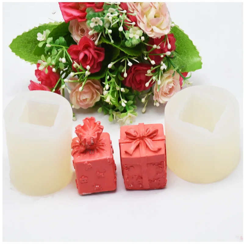 

1pc Silicone Wedding Ring Gift Box Fondant Cake Mold Aromatherapy Plaster Craft Mold Handmade Soap Silicone Mould Candle Mold