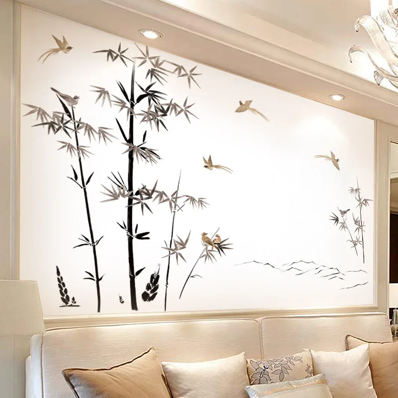 GS9058 Большие художественные наклейки на стену с изображением бамбука для домашнего украшения аксессуары для гостиной декор ванной комнаты.