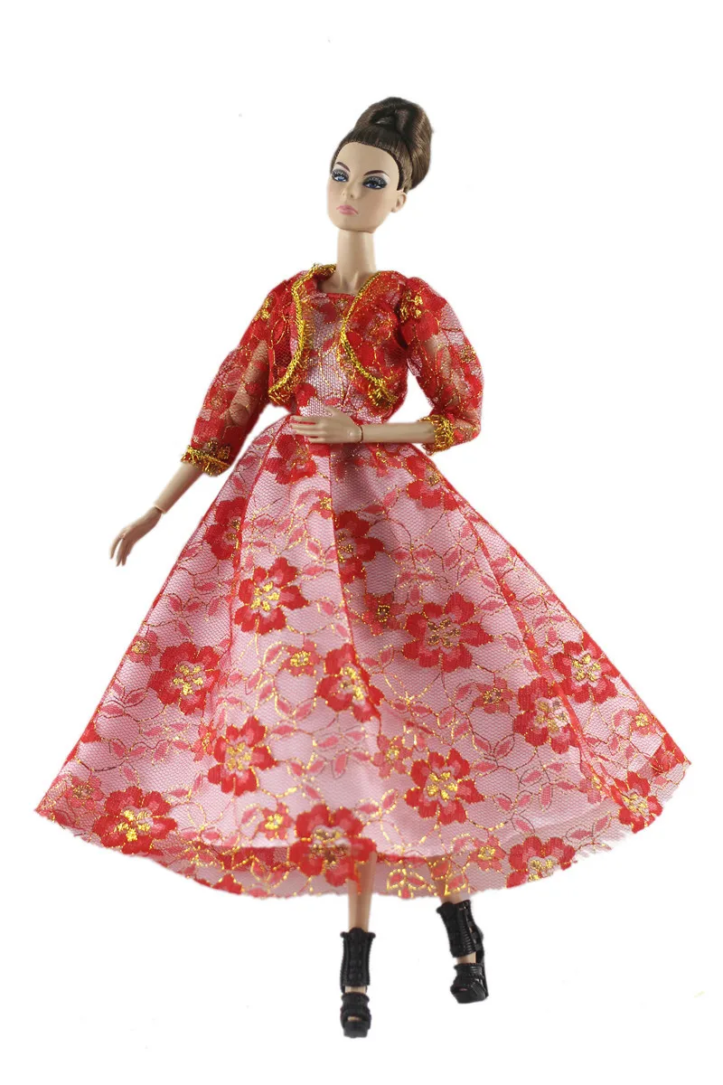 

Chinese New Year Red Dress Outfit Suit Sets for Barbie BJD FR SD Doll Clothes Role Play Accessories Toys for Girl