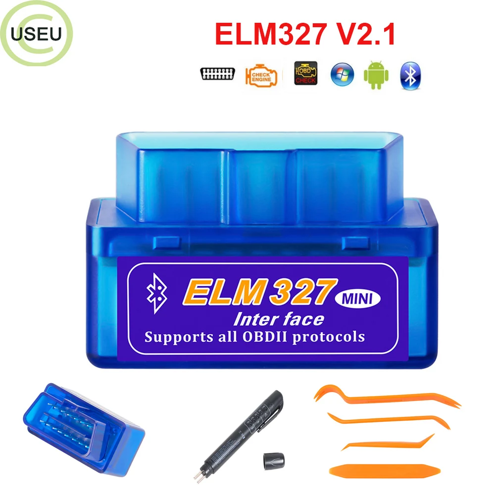 USEU Супер Мини ELM327 v2.1 Bluetooth OBD2 считыватель кодов поддерживает мультибрендовые