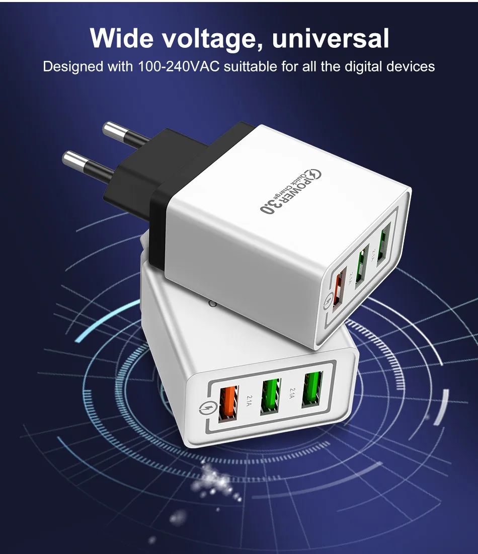 USLION USB зарядное устройство 3A Quick Charge 3,0 Для iPhone Micro type C быстрое настенное зарядное устройство для samsung Xiaomi huawei зарядное устройство для мобильных телефонов
