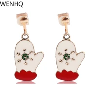wenhq christmas glove earrings for little girls women luxury clip on earrings no pierced cute fashion no ear hole earrings new