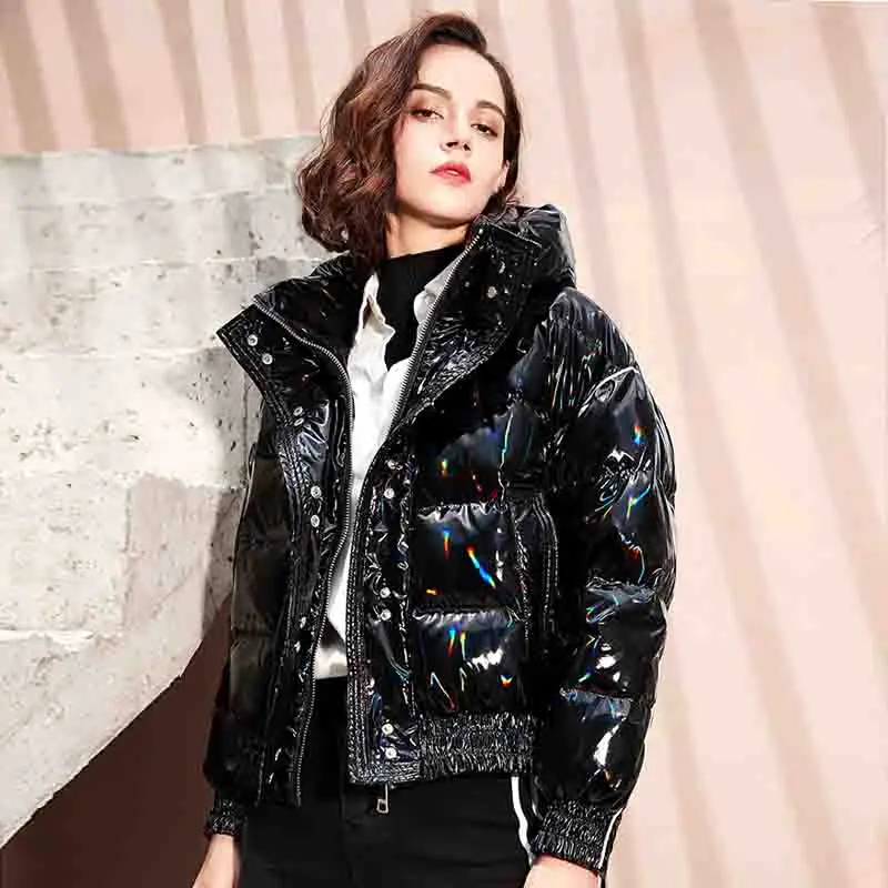 Женский пуховик на молнии с капюшоном белом утином пуху|Женские пуховики| |