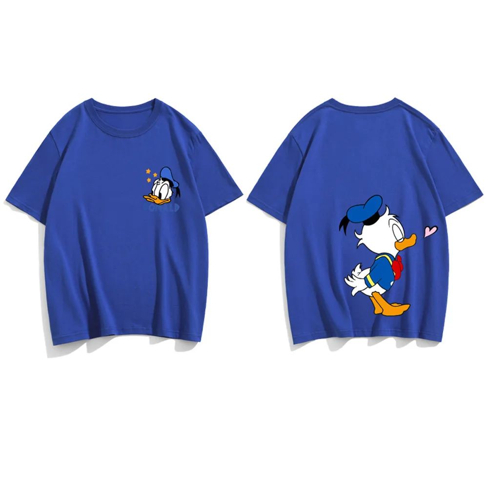 

Disney Front Back Daisy Donald Duck Cartoon Print Short Sleeve Couples Unisex Women T-Shirt O-Neck Pullover Tee Top
