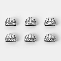 10pcs antique silver color oval large hole lacework end cap bead for crimp tassel cap diy jewelry making findings accessories